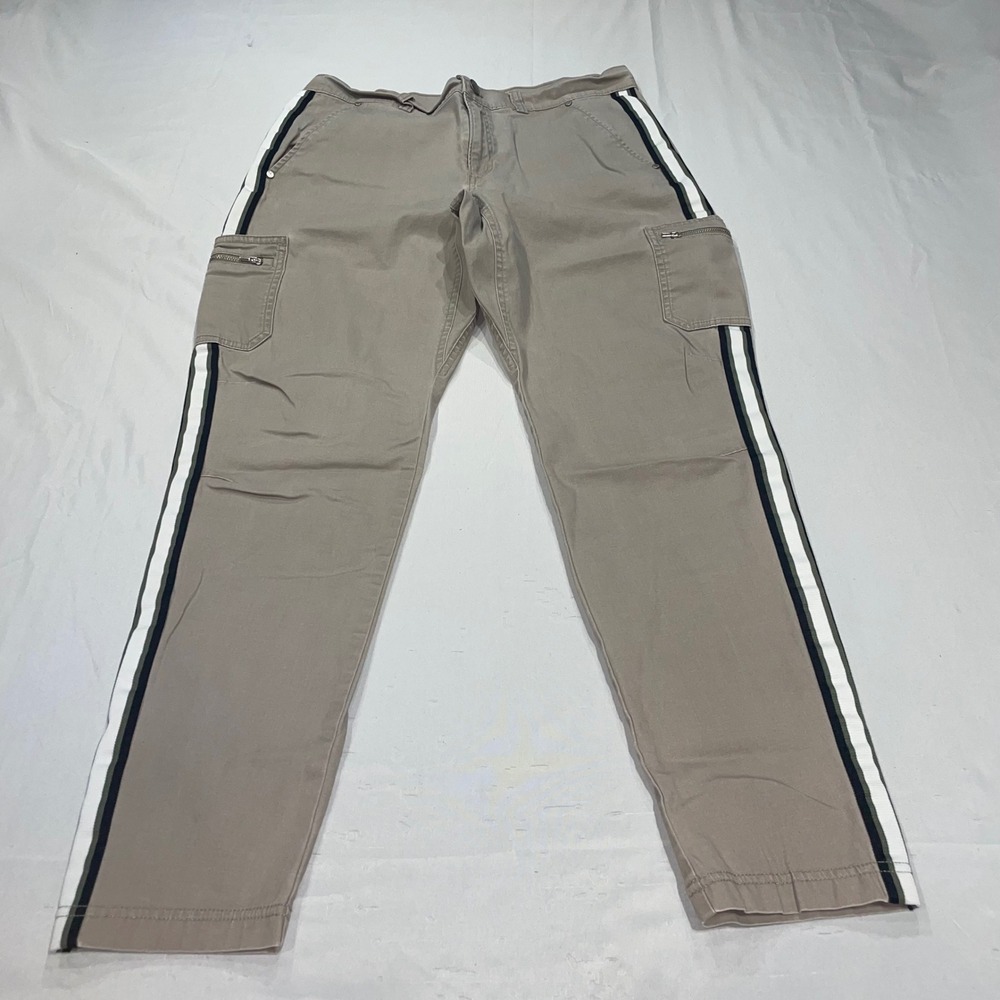 Athleta Summit Cargo Pants Khaki Tan Side Stripe Utility Trousers Womens 6